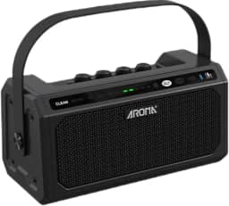 Amplificador Portátil para Guitarra Elétrica AROMA TG-08 com Bluetooth 5.0, Bateria Recarregável USB-C, 8W de Potência, Efeitos DSP (Clean/Overdrive/Delay/Reverb), 20 Ritmos e Metrônomo - Ideal