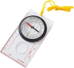 Bússola de Orientação com Régua, 11,5 x 6,5 cm, Lupa e Marcação de Escala 1:25000/1:50000, Branco