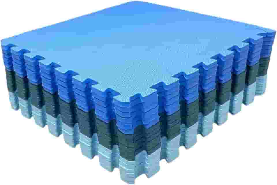 Kit 06 Tatames Eva Tons De Azul Infantil Meninos 50x50x1cm 10mm