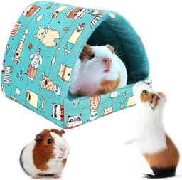 Barraca de algodão aconchegante para pequenos animais - esconderijo de porquinho da índia, cama de hamster, casa portátil para chinchilas, ratos, ouriços (17,3 cm x 18,8 cm) (azul)