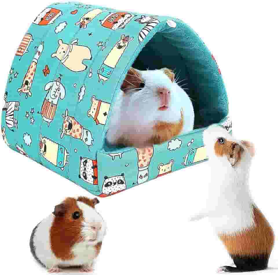 Barraca de algodão aconchegante para pequenos animais - esconderijo de porquinho da índia, cama de hamster, casa portátil para chinchilas, ratos, ouriços (17,3 cm x 18,8 cm) (azul)