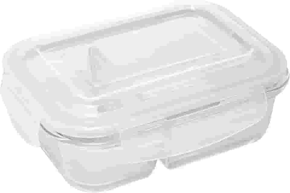 LYOR - Pote Hermético de Vidro Borossilicato Resistente A Calor com Divisória e Tampa Plástica 640ml