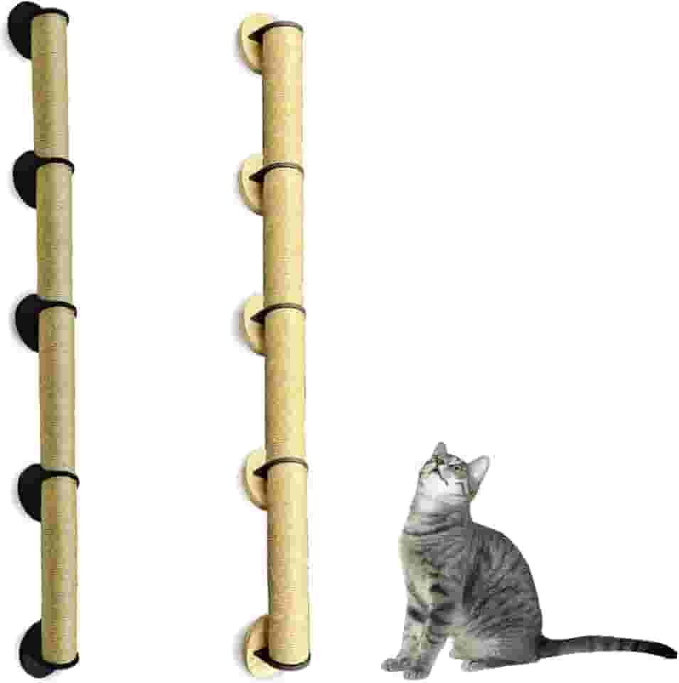 Arranhador Gigante para Gatos, Torre de Sisal 2 Metros, Fixação na Parede sem Furos, Carpete Resistente (MALTE)