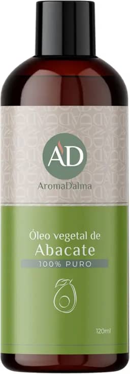 Óleo Vegetal De Abacate - Prensado a Frio, 100% Puro e Vegano | Alto Poder De Hidratação Para Corpo e Cabelo 120 ml - Aroma D’alma