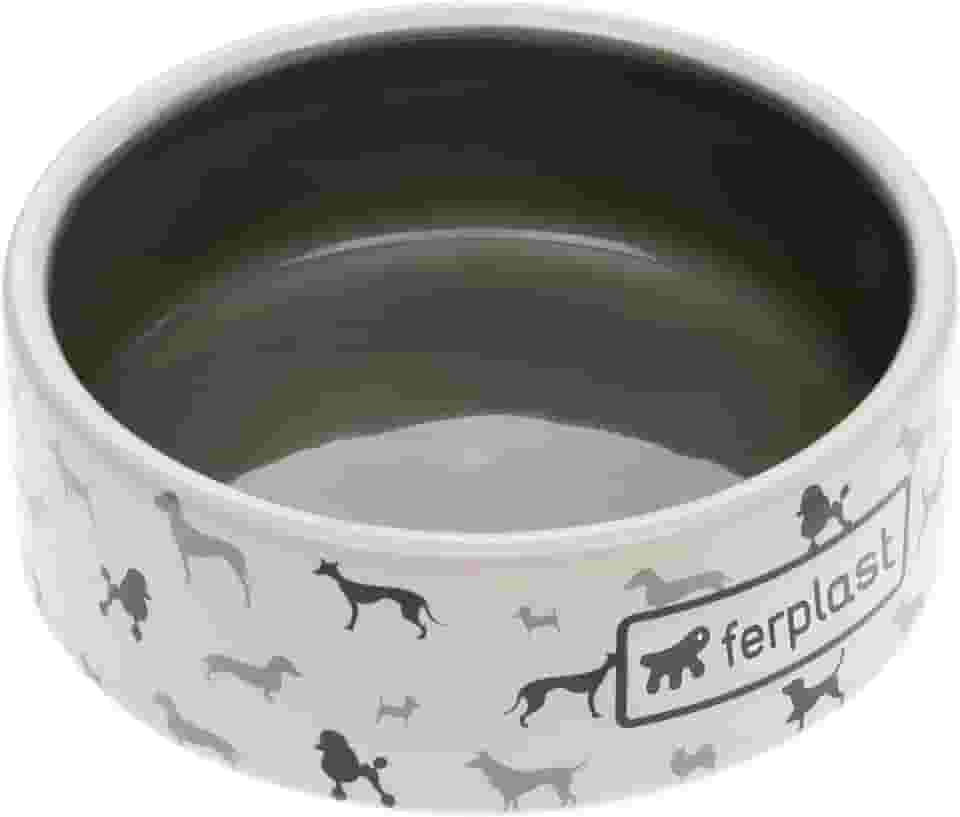 Ferplast Juno Média, Tigela para Animais, Branca, 0,75 Litro, Cerâmica Ferplast para Cães, Médio,