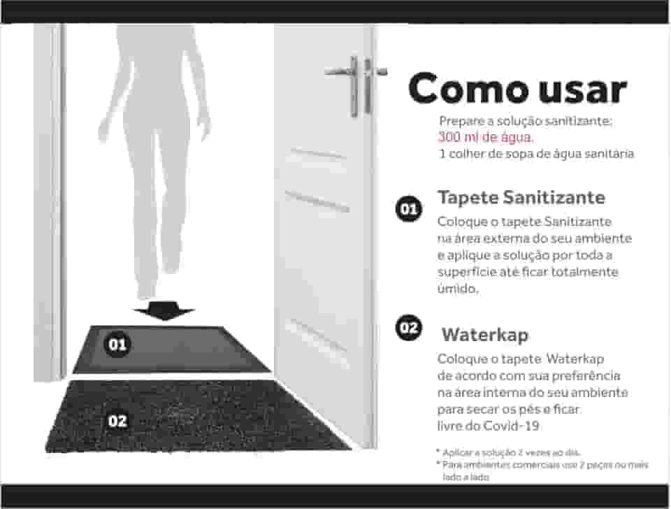 Kit 2 pecas, Sanitizante 60x40cm e Secante 60x40cm