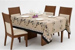 Toalha de Mesa Oxford Premium Estampada 100% Poliéster Retangular Vários Tamanhos (4, 6, 8, 10 e 12 Lugares) (Est Café, 6 Lugares)