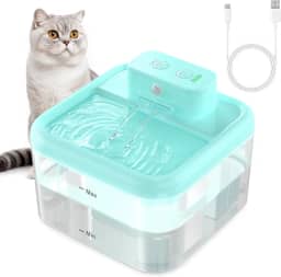 RUXAN fonte sem fio para gatos, fonte de água para gatos operada por bateria, 68 onças / 2l, bebedouro sem fio para gatos internos, dispensador automático de água para gatos com sensor de mo