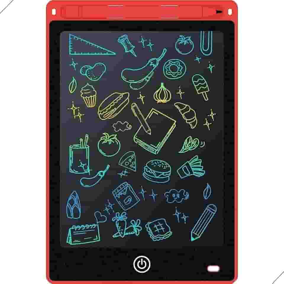 Tablet Infantil LCD Lousa Mágica Escrita Colorida Para Desenho e Estudo Educativo 12 Polegadas (Vermelho)