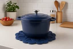 Descanso De Panela Silicone Apoio Flowers 15 cm Kit c 4 unidades (Azul)