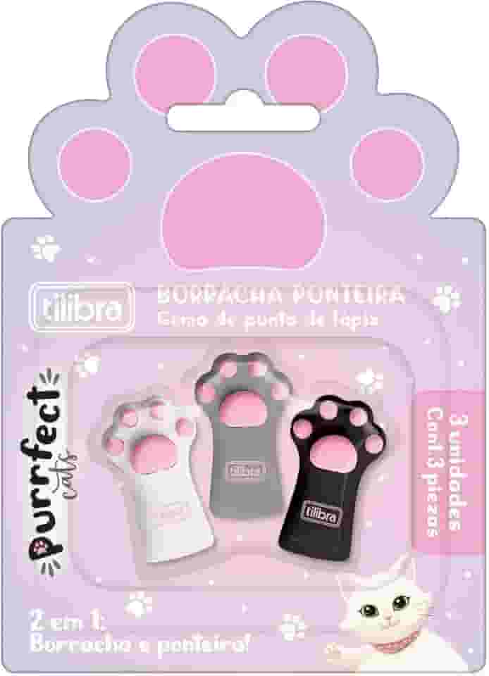 Tilibra - Borracha Ponteira Purrfect - Blister com 3 unidades