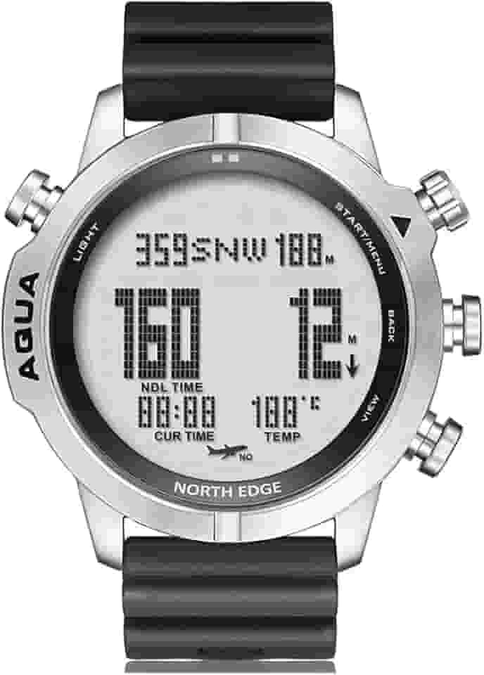 Relógio de computador de mergulho profissional Aqua para homens, mergulho, NDL, 50 m, relógio de mergulho com bússola, altímetro, barômetro, pedômetro, 100 m, à prova d'água,