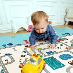 Tapete Térmico Infantil Atividades Dupla Face Dobrável Macio 8mm 150x200cm (Pista/Urso) Batutas