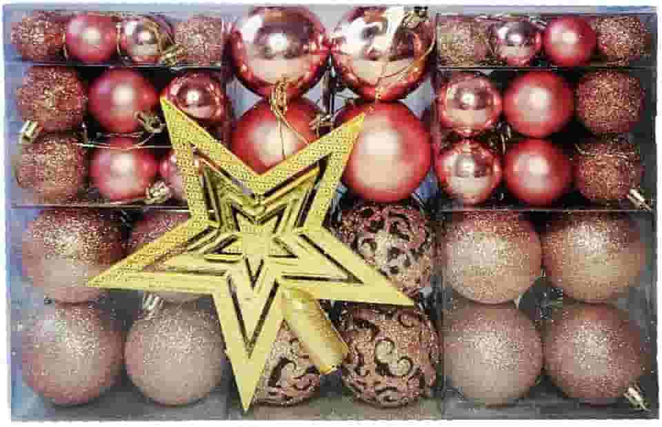 Kit C/100 Bolas de Natal Lisas/Foscas/Glitter - Rose