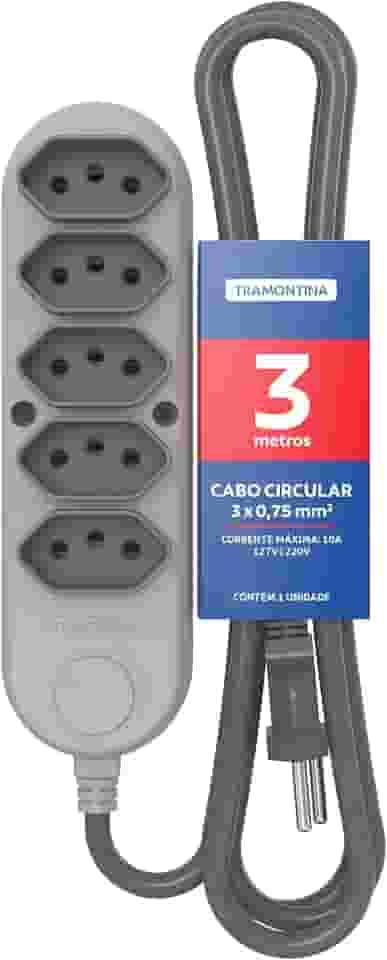 Tramontina Extensão Múltipla 5 Tomadas 2P+T 10 A 250 V 3 m
