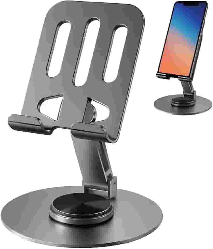 Suporte de Mesa para Celular e Tablet em Alumínio – Ajustável, Dobrável e Estável para Trabalho, Estudos e Lives