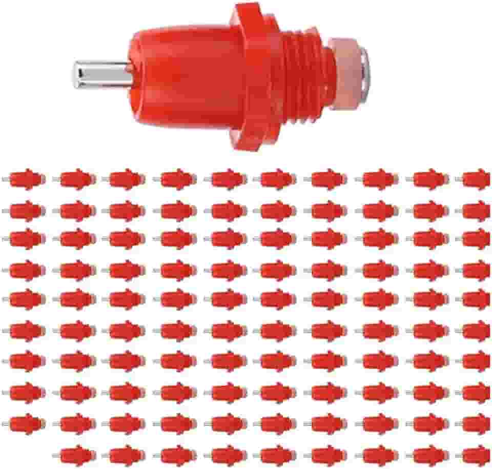 Bebedouro Automatico Nipple para Aves Galinha Frango Codorna Pato 50 Unidades Vermelho