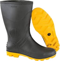 Bota de PVC, Cano Médio, com Forro, Vonder, Preta/Amarela, 42, Pacote de 1