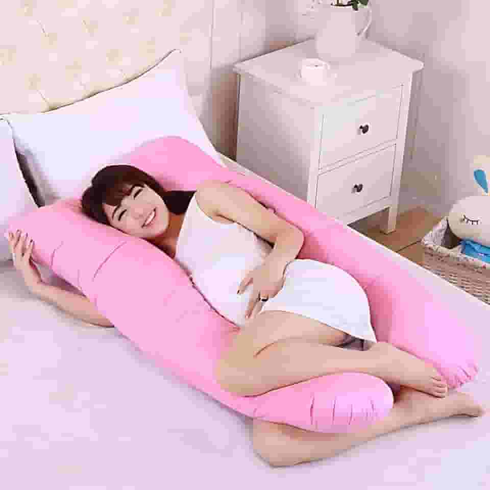 Travesseiro de Corpo para Gestante em Formato U, Suporte para Gravidez (Rosa)