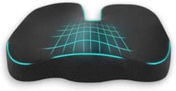 Almofada Ortopédica para Cadeira Gamer – Espuma Viscoelástica de Alta Densidade – Suporte Ergonômico para Cóccix, Ciática e Lombar – Capa de Veludo Preta Lavável