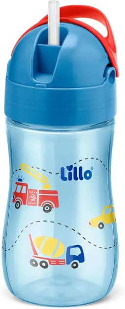 Lillo Copo Infantil Com Canudo Evolution 300Ml Azul -