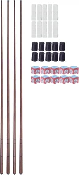 Kit 4 Tacos Para Sinuca Ipê Maxxi Tacos 1,45m + 10 Ponteiras Ristas + 20 Giz