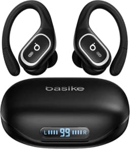 Basike Fone de Ouvido Bluetooth 6.0 Esportivo Intra-Auricular, Som Hi-Fi Estéreo, Suporta Chamadas de Voz, Display LED, TWS/IPX5/ENC Compatível com Android e iOS – Preto