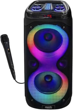 Caixa de Som Moob Wave Bluetooth 5.0 Tws 2 Alto Falantes Painel Led e Entrada para 2 Microfones 500w