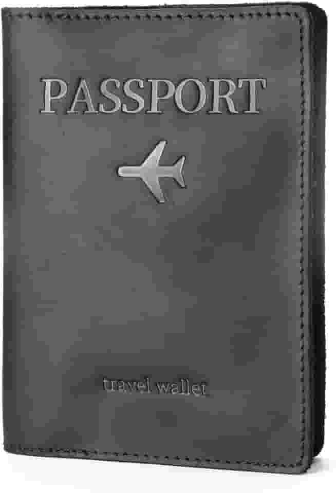 Porta-passaporte e carteira de viagem com proteção RFID – Organizador de couro premium, Preto, Viagem clássica