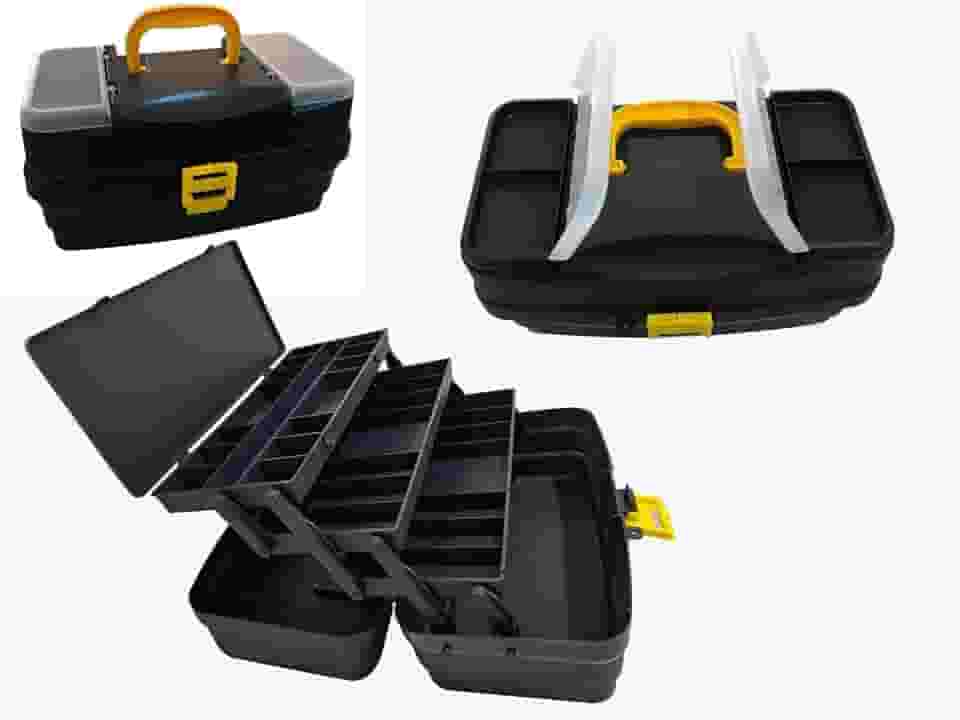 Caixa de Pesca HI 3 Bandejas Articuladas Tampa Transparente