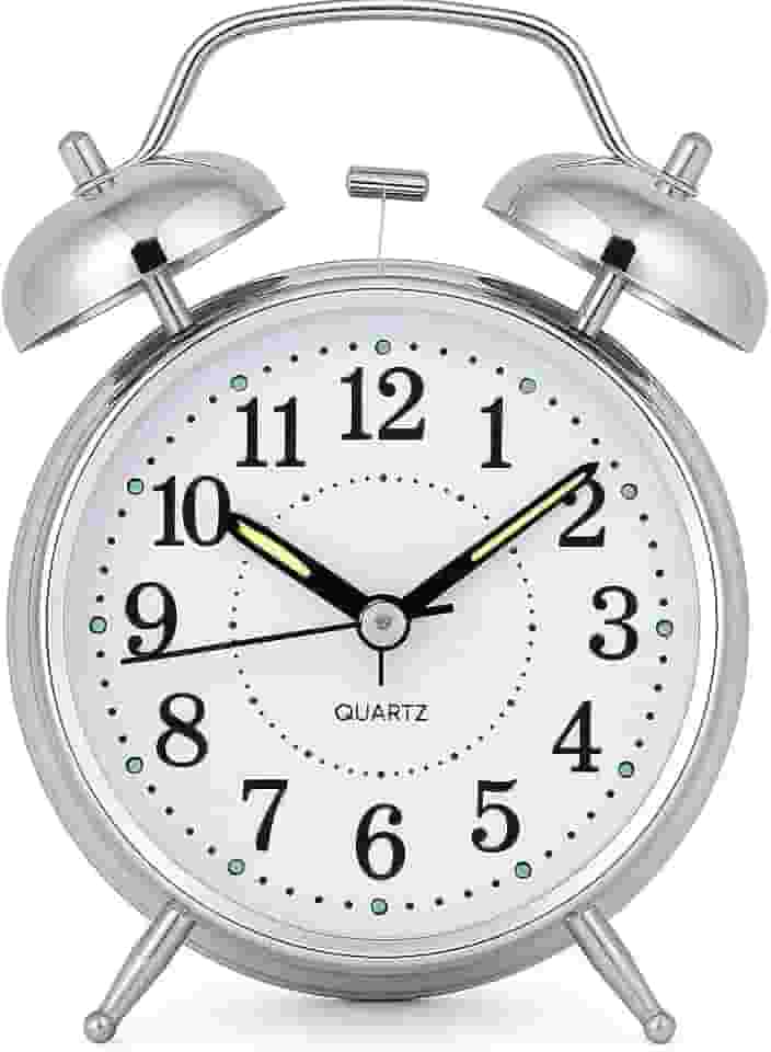 Relógio de Mesa Vintage Antigo Clássico Despertador Com Luz Led Noturna Em Metal Analógico MCL Distribuidora