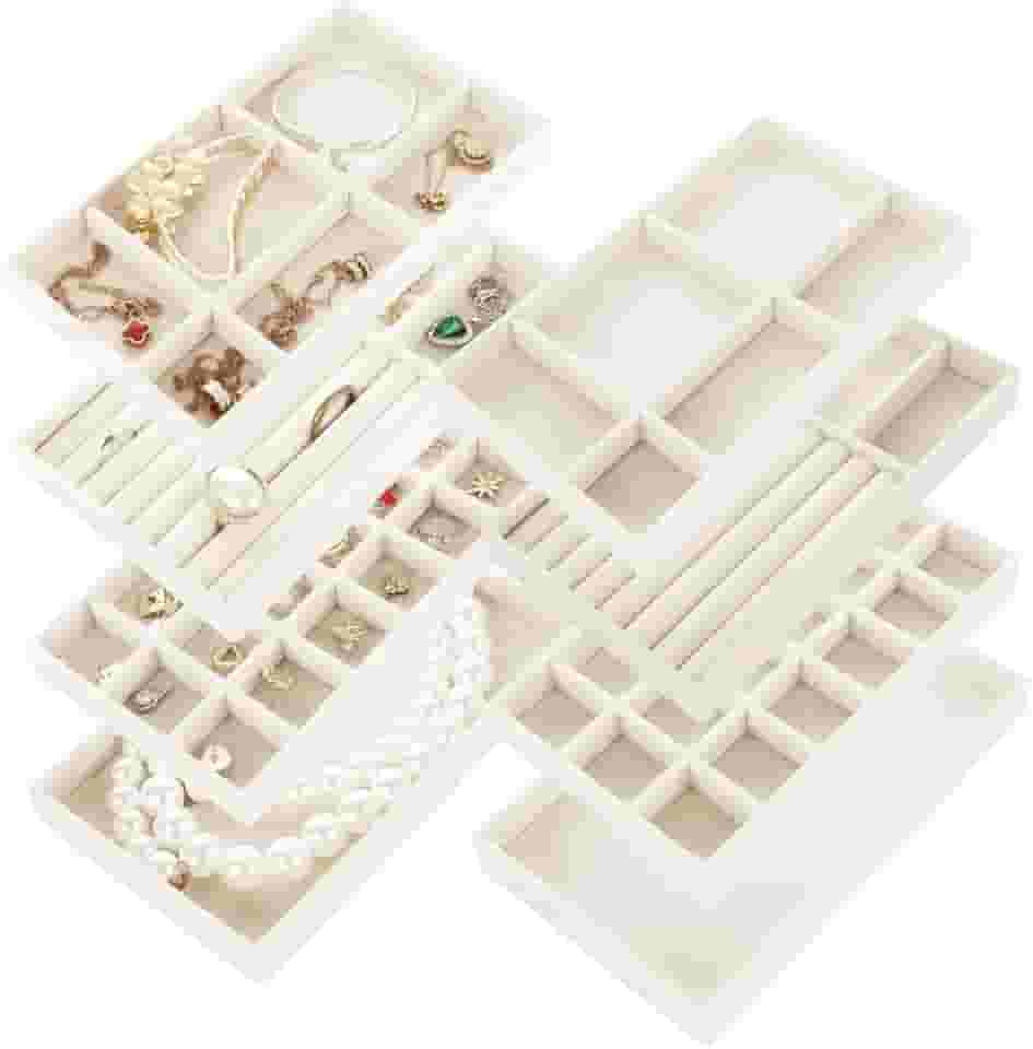 Zenkon Porta Joias, Kit 8 Porta Joias Organizadores para Gaveta, Oganizador de Bjuterias para Colar, Brinco, Pulseira, Relógio e Anel, Porta Joias Organizadora
