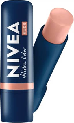 NIVEA Hidratante Labial Hidra Color 2 em 1 Nude 4,8g - Combina cor suave e hidratação enriquecida com Manteiga de Karité, Óleo de Amêndoas orgânico e Vitamina E, que protegem os lábios