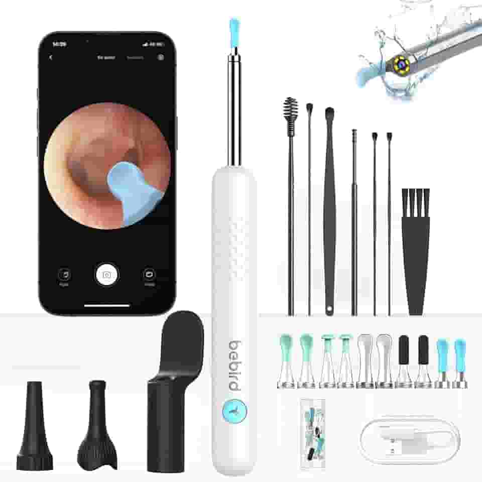 Ferramenta de Remoção de Cera de Ouvido BEBIRD- Removedor de Cera de Ouvido Atualizado R1 com Câmera 1080P, Branco