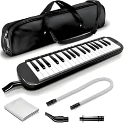Escaleta Melódica Preta 32 Teclas com Bolsa de Transporte Bocal Curto Bocal Longo - Versatilidade Musical Teclado de Piano de Ar Instrumento Musical para Crianças Iniciantes Adultos