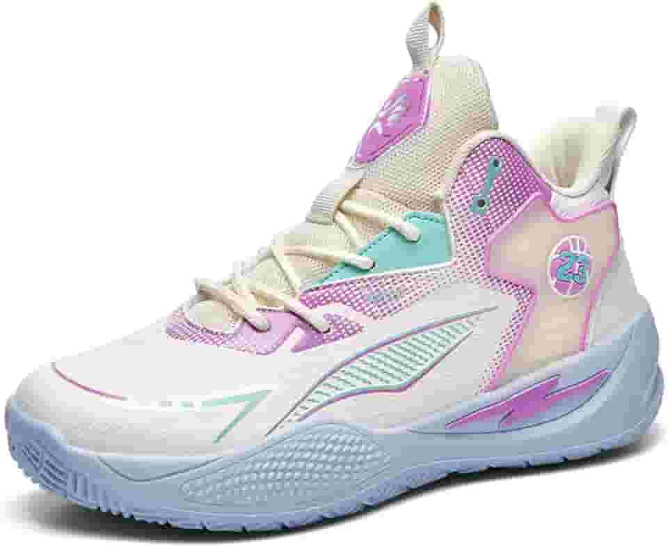 Novetra Tênis de basquete duráveis de cano alto para homens/mulheres com design elegante de bloqueio de cores(Beige,38 BR)