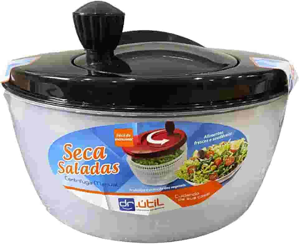 Centrífuga De Salada Secador Verduras Manual 4 Litros Preto