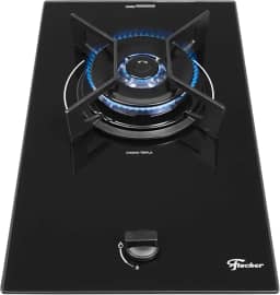 FISCHER COOKTOP À GÁS 1 BOCA FIT LINE TREMPE IRON MESA VIDRO PRETO BIVOLT 36300-102670