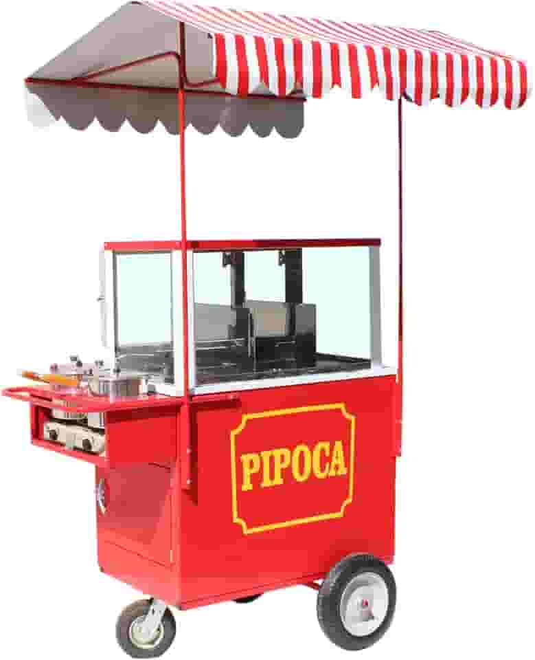 Generic Carrinho de Pipocas com 3 Divisões para Pipocas com Rodas Pneumáticas e 2 Panelas - Mod 4224