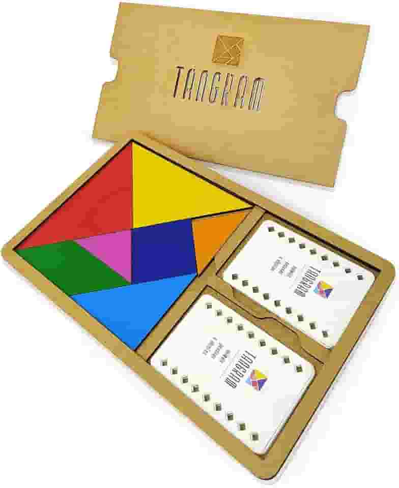 Tangram de Madeira Versão Box de Luxo Educativo Mia Gato Brinquedos
