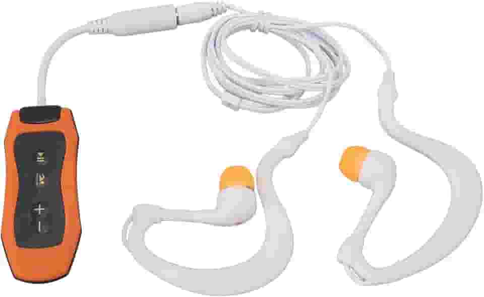 Yunseity Leitor de MP3 para natação, leitor de MP3 IPX8 de 8 GB com fones de ouvido de natação, reprodutor de música USB 2.0 recarregável para natação, mergulho e corrida (8 GB), laranja