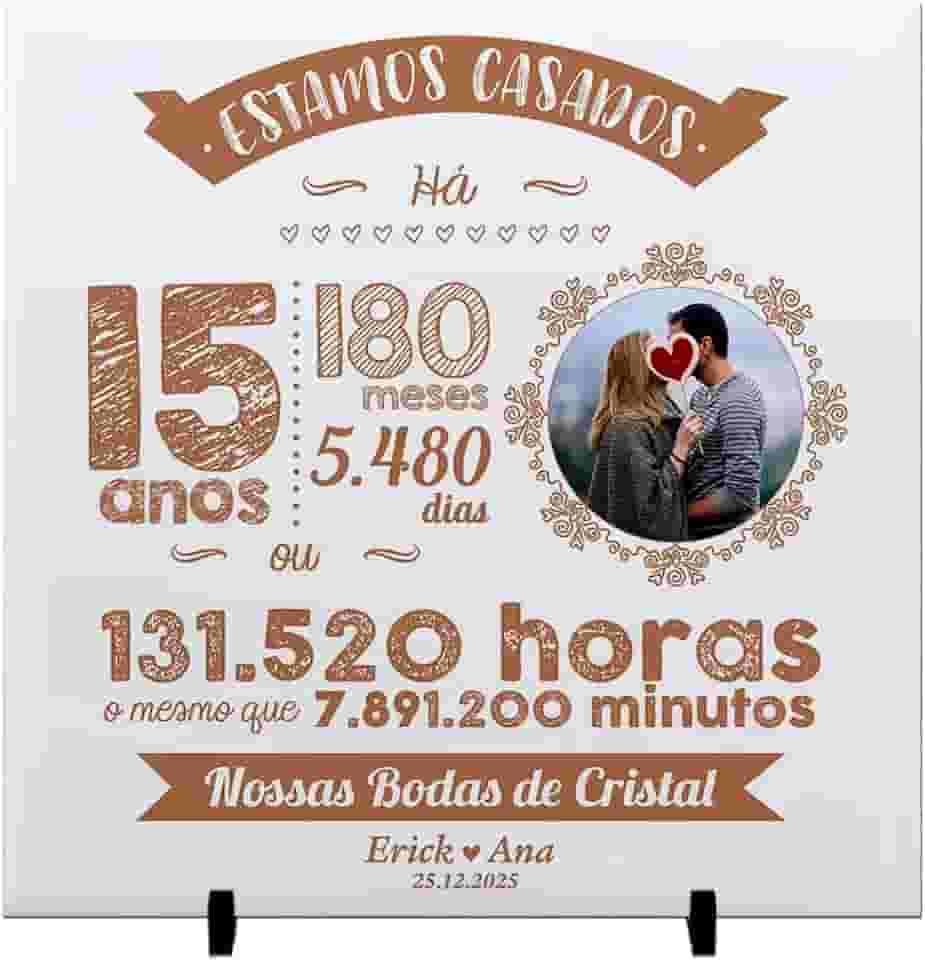 Presente Criativo Bodas Aniversário Casamento Com Foto e Nome do Casal