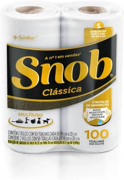 Snob Papel Toalha Multiuso Fd Branca Econom 100Fls - 2 Rolos