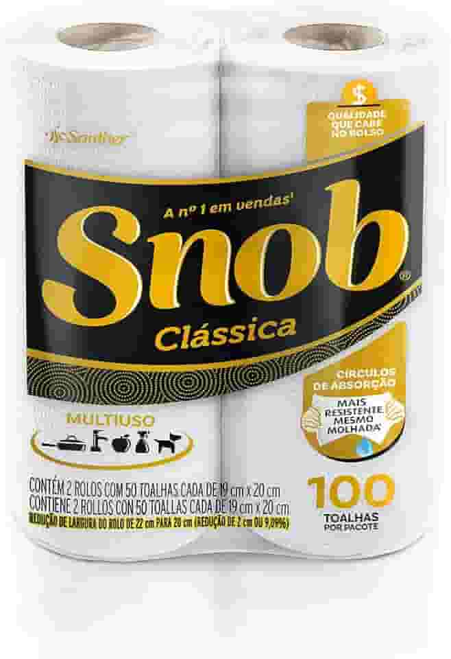 Snob Papel Toalha Multiuso Fd Branca Econom 100Fls - 2 Rolos