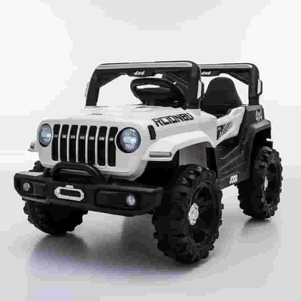 Jipe Infantil Elétrico 12v Carrinho Controle Remoto Música (Branco)