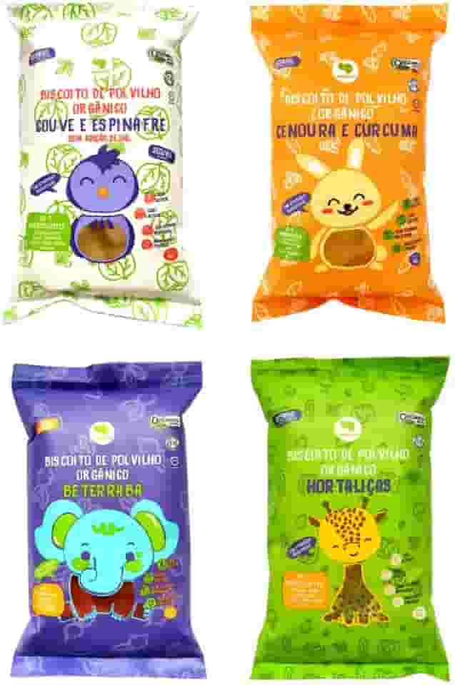Kit 4 Biscoitos de Polvilho Crilancha: Hortaliças, Cenoura, Beterraba, Espinafre