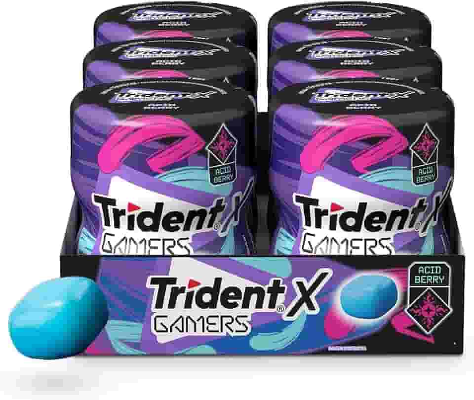 Chiclete Trident XGamers Framboesa e Limão - Caixa com 6 unid de 48,3g
