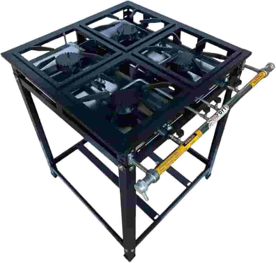 Fogão Industrial 4 Bocas, Alta Pressão, Aço, Grafite, Grelha 30x30