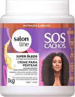 Salon Line, Creme de Pentear, S.O.S Cachos Super Óleos, Vegano - Para Cabelos Cacheados, 1 kg