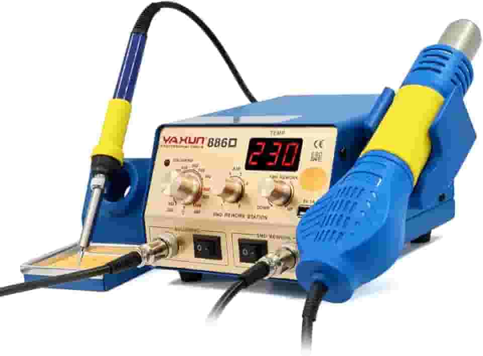Estação de Retrabalho Ferro Solda 2 em 1 Soprador Ar Quente 220v Yaxun YX-886D SMD